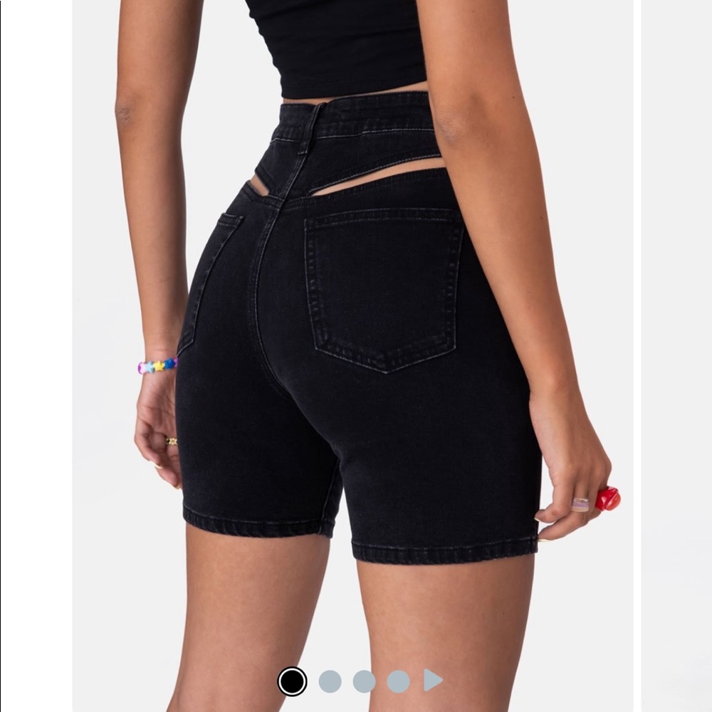 Denim biker shorts